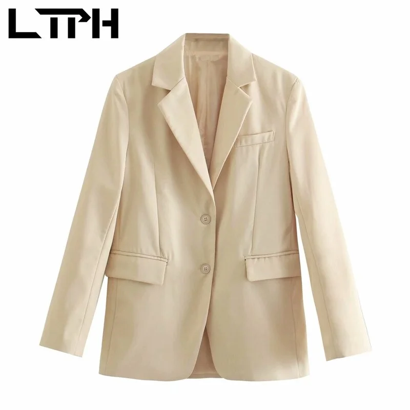 LTPH vintage women blazer simple casual loose Blazers Jackets mid-length solid Office Ladies Suit Coat 2022 Spring New Front Pockets Side Pockets Patch Pockets LTPH vintage women blazer simple casual loose Blazers Jackets mid-length solid Office Ladies Suit Coat 2022 Spring New Front Pockets Side Pockets Patch Pockets