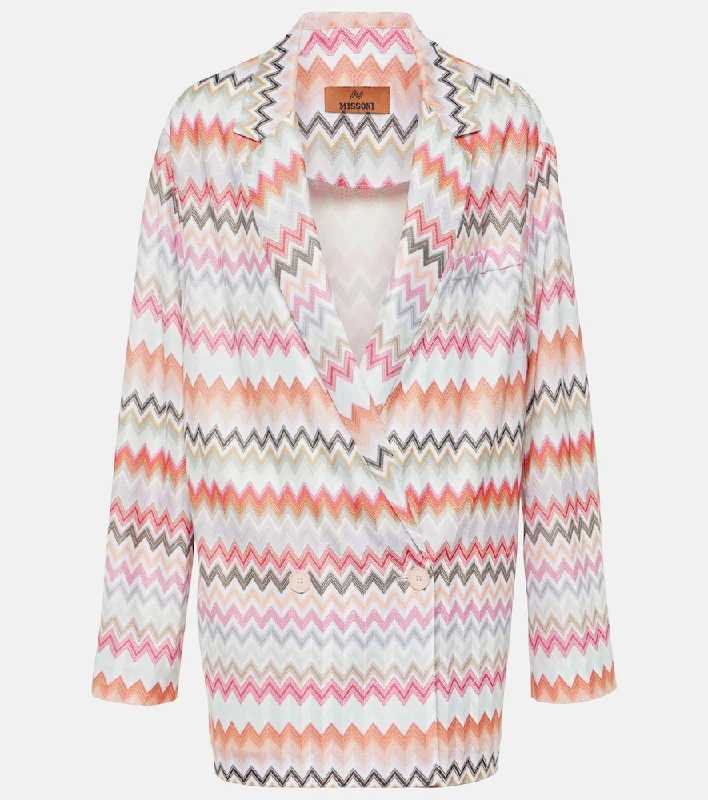 Missoni Zig Zag cotton-blend jacket Notch Collar Peter Pan Collar Cowl Neck