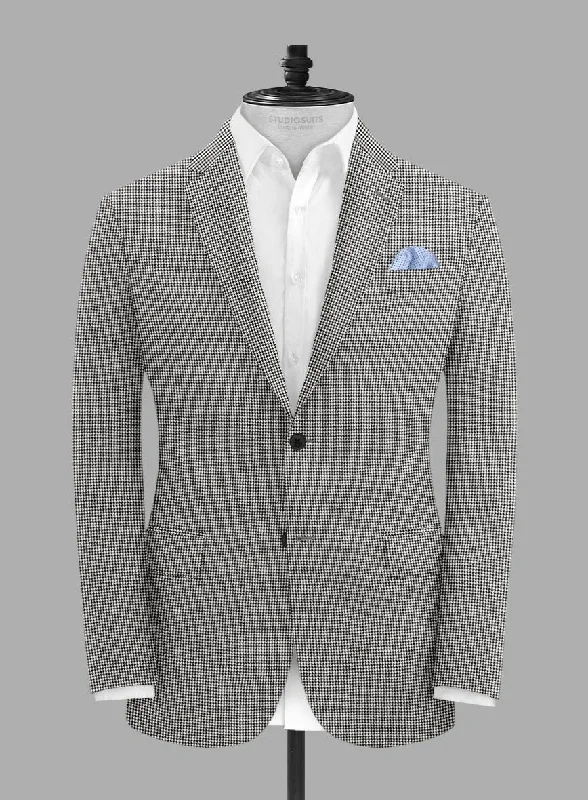 Solbiati BW Houndstooth Linen Jacket Elasticated Jacket Padded Jacket Insulated Jacket Solbiati BW Houndstooth Linen Jacket Elasticated Jacket Padded Jacket Insulated Jacket