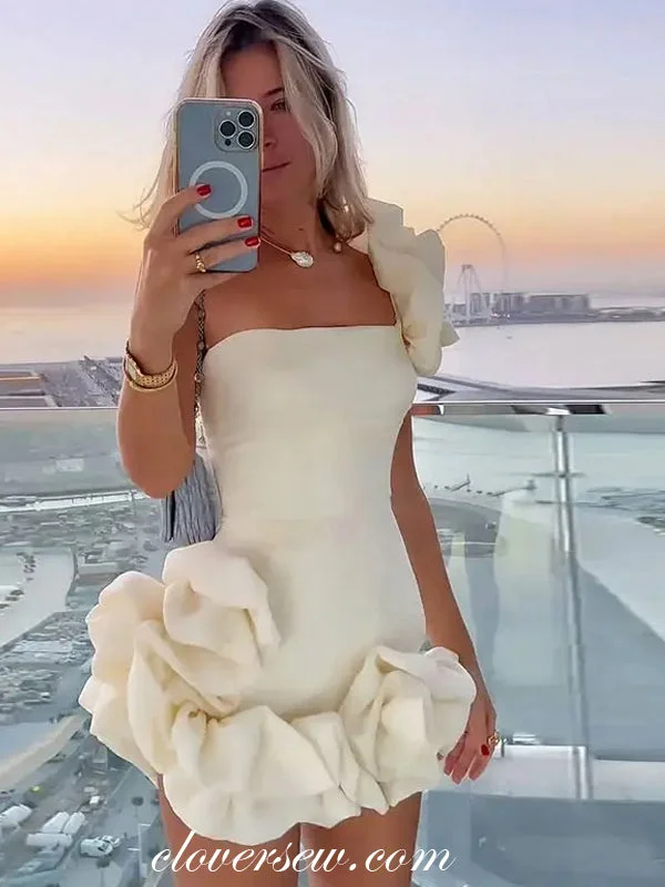 One Shoulder Ruffles Bubble Short Fashion Party Dresses, CP1060 Tunics Corduroy durable One Shoulder Ruffles Bubble Short Fashion Party Dresses, CP1060 Tunics Corduroy durable