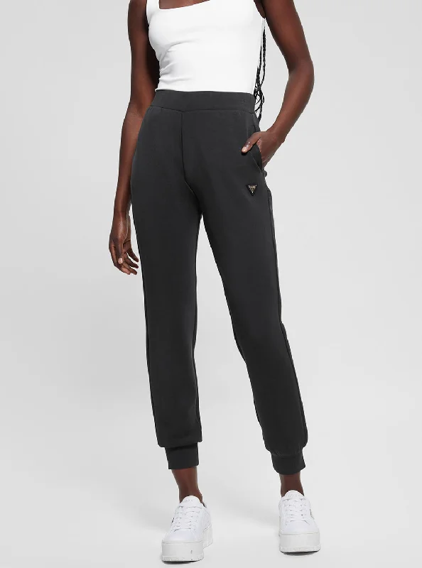 Black Olympe Long Pants Relaxed Fit Trousers