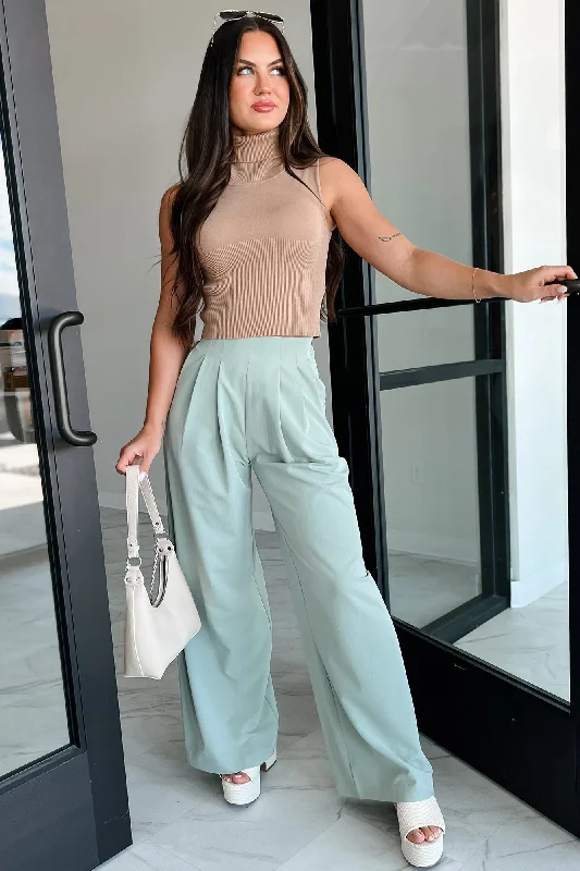 Living With Purpose Wide Leg Pants (Sage) High-Waist Trousers