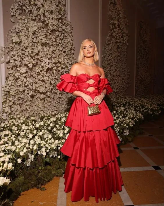 Red Off Shoulder A-Line Tiered Long Prom Dress Party Dress,DP521 Tunics Chic elegant Red Off Shoulder A-Line Tiered Long Prom Dress Party Dress,DP521 Tunics Chic elegant