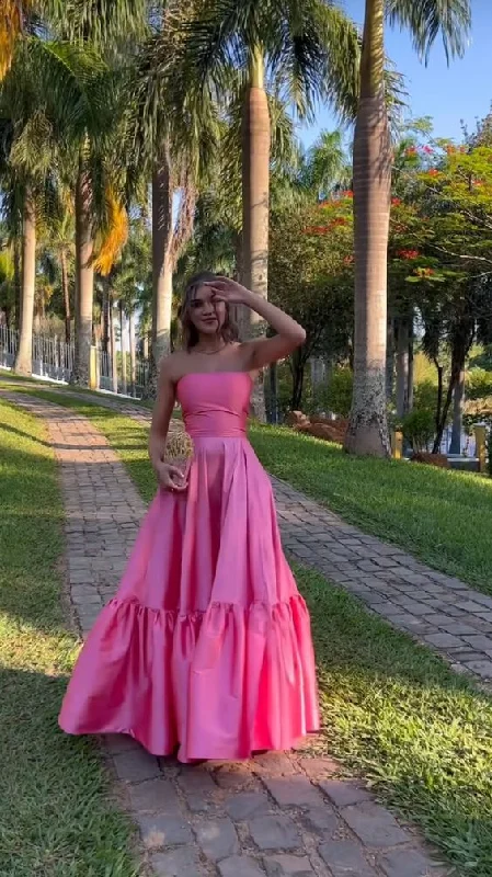 Lovely Pink A-Line Strapless Long Party Dress Birthday Outfits, DP3175 Tunics Gym athletic Lovely Pink A-Line Strapless Long Party Dress Birthday Outfits, DP3175 Tunics Gym athletic