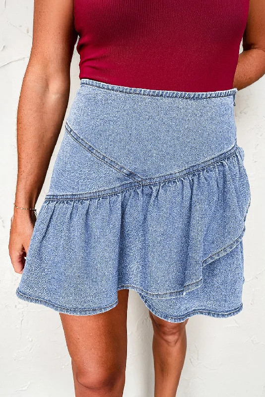 Denim Overlay Skirt RTS flowy skirt hem