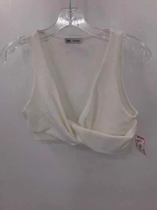 Pre-Owned Zara White Size Medium Tank Top one shoulder tank