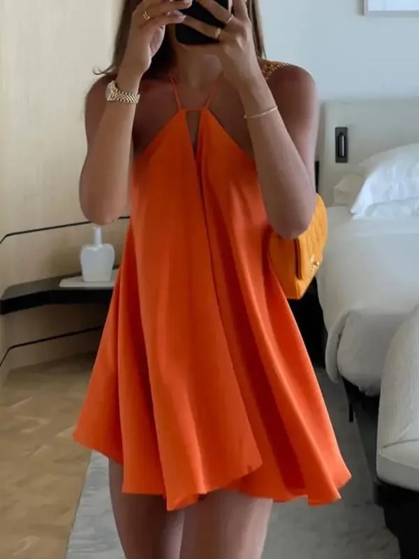 Orange Halter A-Line Short Party Dress Fashion Summer Dress, DP3061 Tunics Ceremony elegant Orange Halter A-Line Short Party Dress Fashion Summer Dress, DP3061 Tunics Ceremony elegant