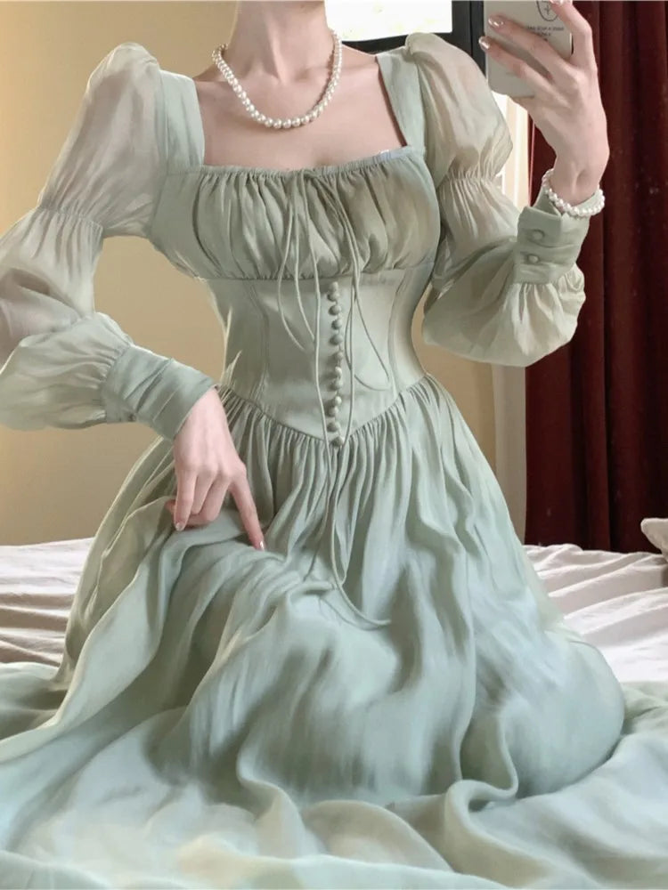 Advbridge Elegant Princess Party Dress Women High Waist A-line Lace Up Autumn Spring French Vintage Prom Robe One Piece Vestidos Mujer New Tunics Velvet soft Advbridge Elegant Princess Party Dress Women High Waist A-line Lace Up Autumn Spring French Vintage Prom Robe One Piece Vestidos Mujer New Tunics Velvet soft