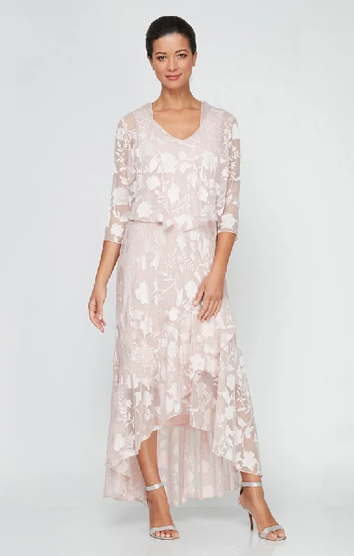 Chiffon Jacket Dress with High/Low Tulip Hem Skirt & Open Cascade Jacket Print Jacket Jacquard Jacket Embroidered Jacket Chiffon Jacket Dress with High/Low Tulip Hem Skirt & Open Cascade Jacket Print Jacket Jacquard Jacket Embroidered Jacket