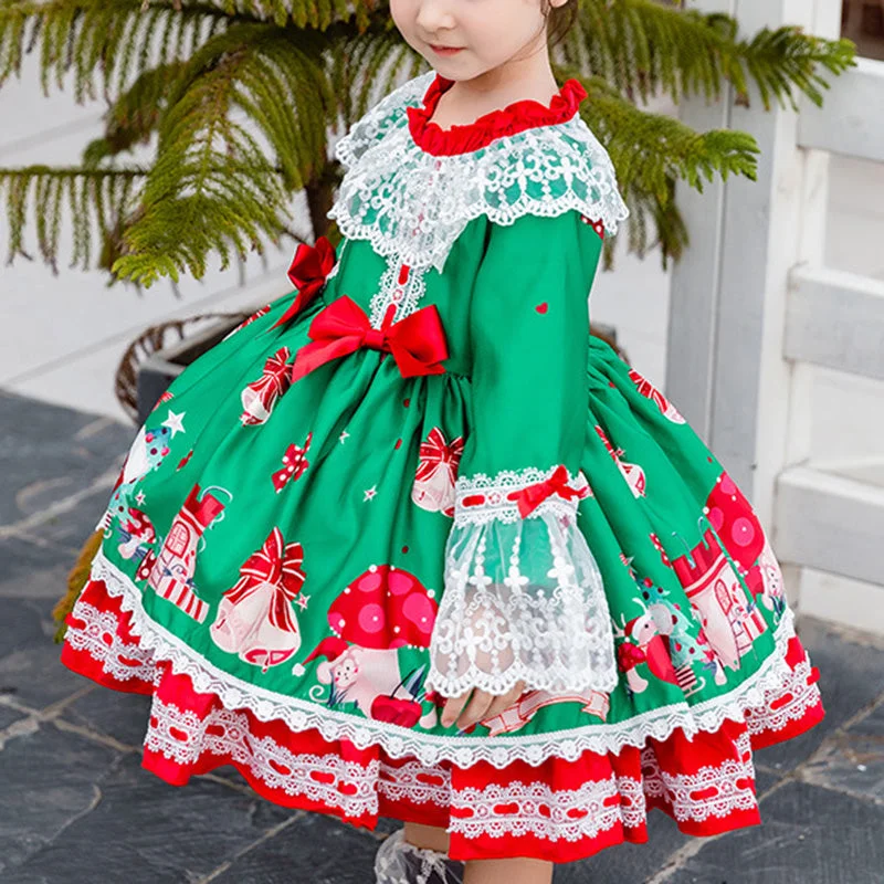 Toddler Ball Gowns Girl Christmas  Pageant Party Dress Lolita Princess Dress Satin Halter Glamorous