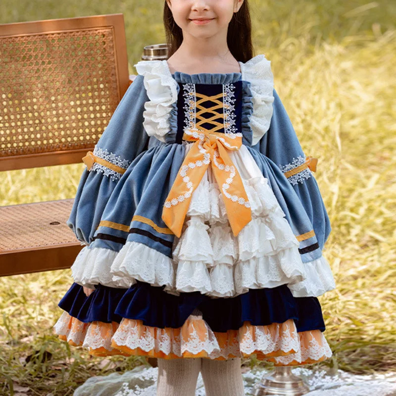 Toddler Prom Dress Girl Gorgeous Vintage Elegant Velvet Fluffy Princess Party Dress Lace Sexy Club