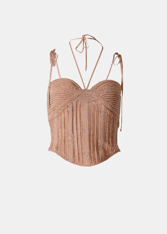 Beige Cutout Tank Top solid color tank