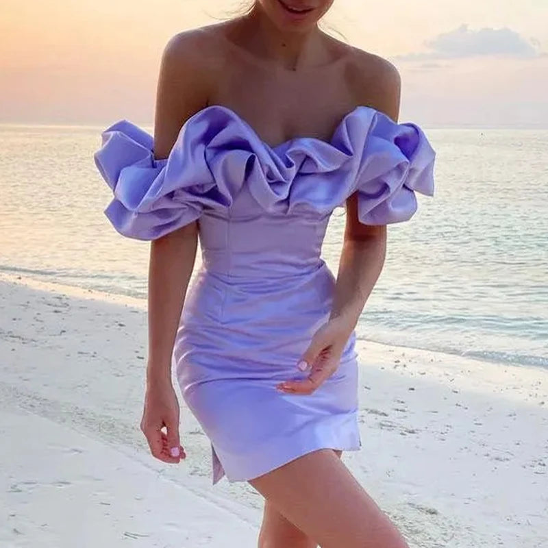 Advbridge Sexy Off Shoulder Backless Slim Mini Dress Women Elegant Flower Petal Design Solid Party Dress Fashion Waist Hip Wrap Dress Tunics Yoga stretchy Advbridge Sexy Off Shoulder Backless Slim Mini Dress Women Elegant Flower Petal Design Solid Party Dress Fashion Waist Hip Wrap Dress Tunics Yoga stretchy