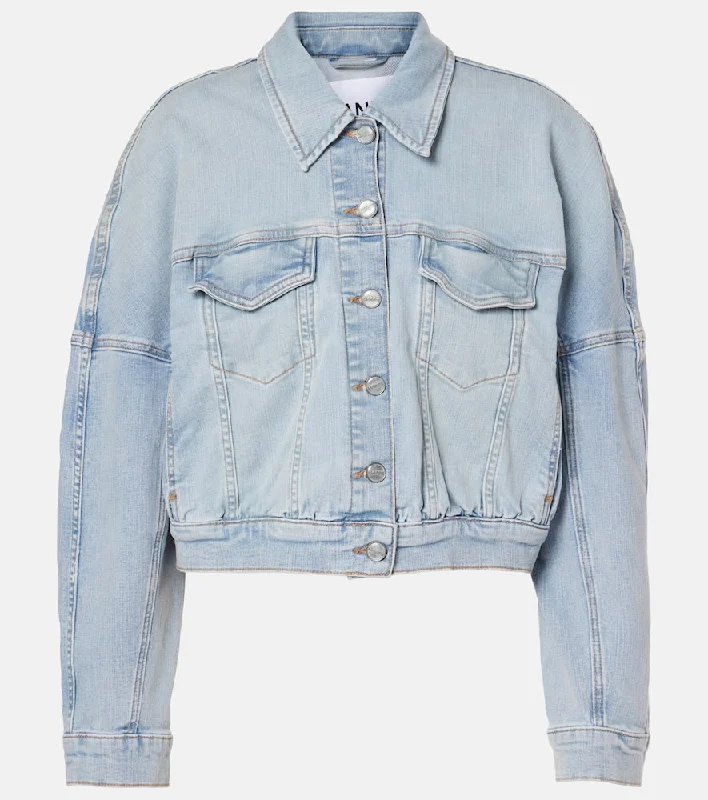 Ganni Cropped denim jacket Rayon Jacket Velvet Jacket Corduroy Jacket
