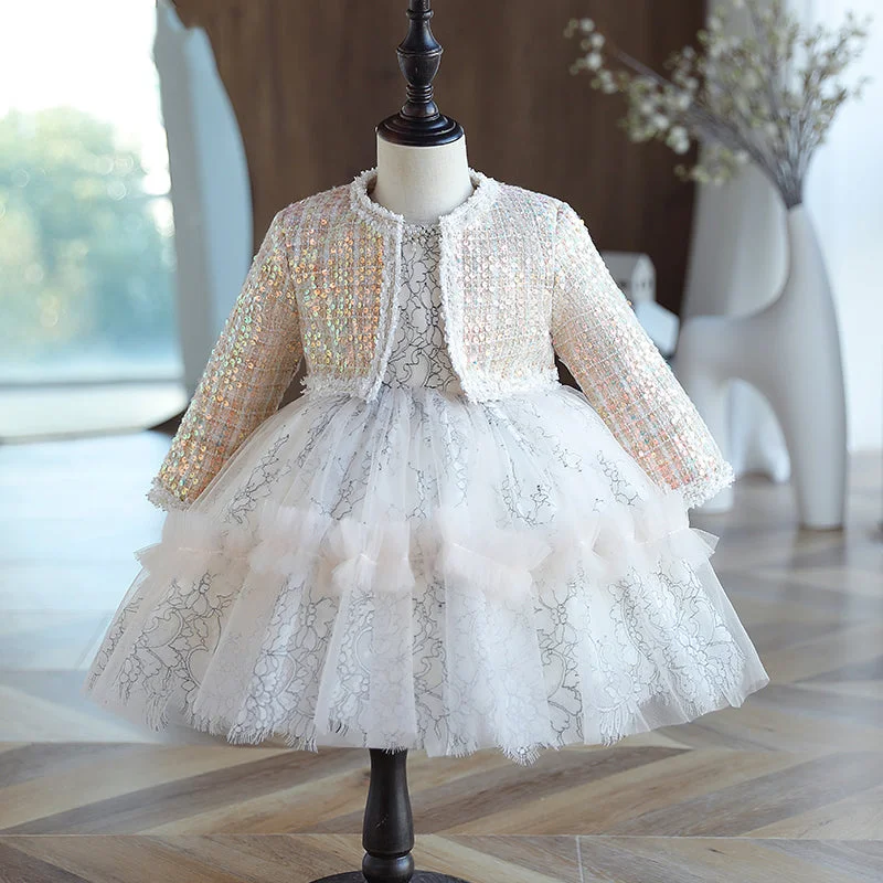Baby Girl First Communion Dress Toddler Sequin Two-Piece Thermal Birthday Party Dress Chiffon Maxi Beach Baby Girl First Communion Dress Toddler Sequin Two-Piece Thermal Birthday Party Dress Chiffon Maxi Beach
