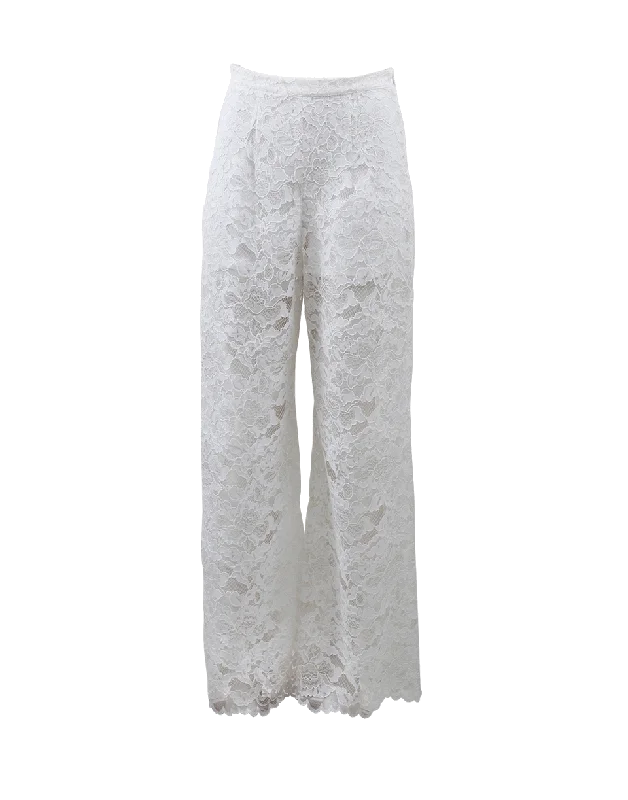 High Waist Lace Pant Trendy Wide-Legged Trousers