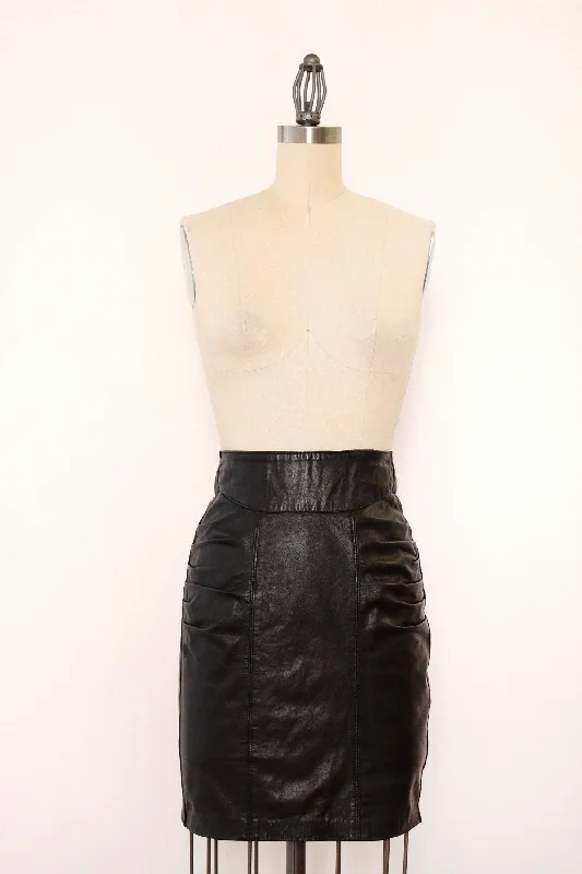 Ruched Leather Mini Skirt XS/S wool skirt sturdy