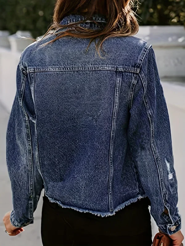 Button-Down Denim Jacket Collared Jacket Crew Neck Jacket Turtle Neck Jacket