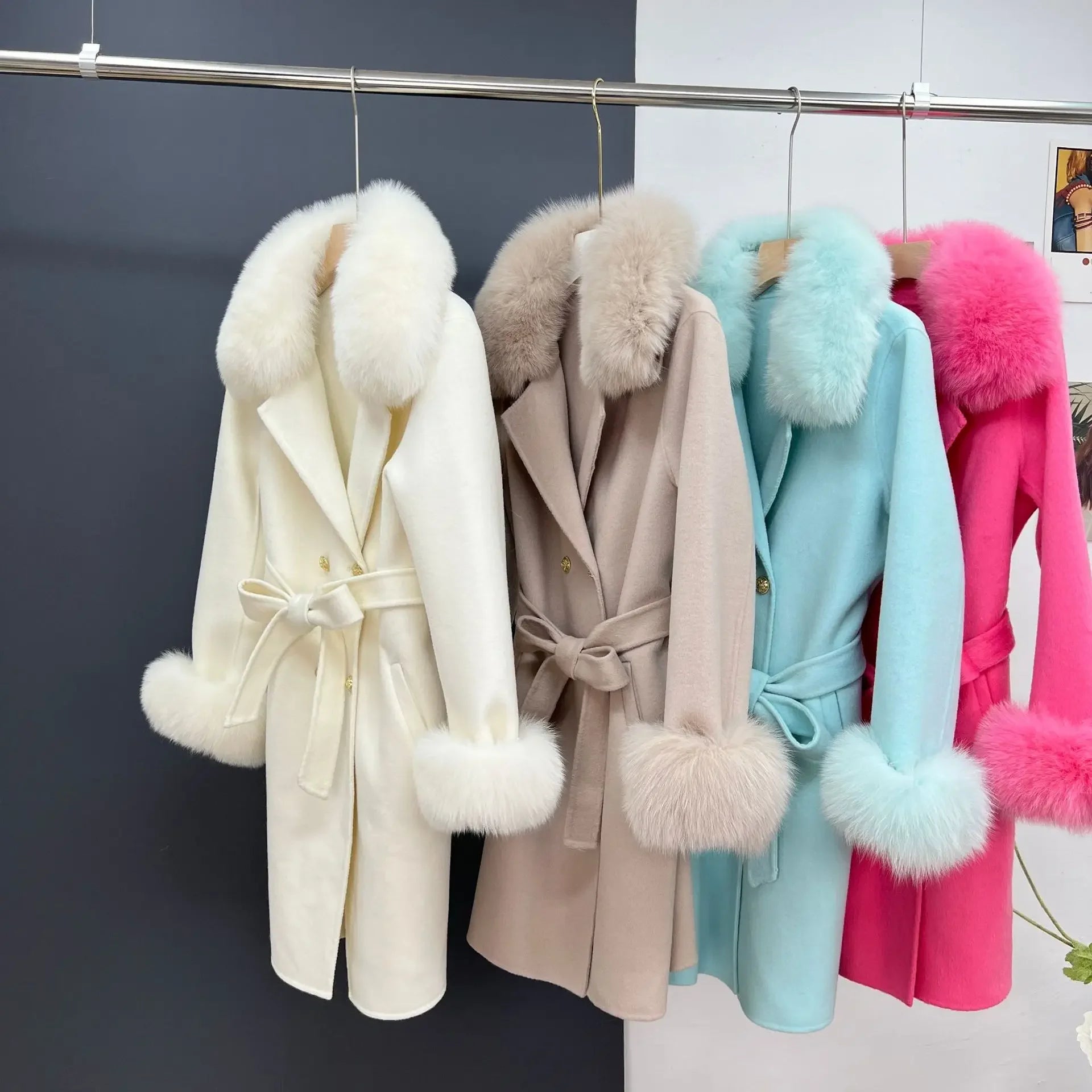Winter Women Jacket Cashmere Coat Real Fox Fur Collar Wool Blends Double Breasted Loose Warm Luxury Fashion Outerwear Wool Jacket Cashmere Jacket Tweed Jacket Winter Women Jacket Cashmere Coat Real Fox Fur Collar Wool Blends Double Breasted Loose Warm Luxury Fashion Outerwear Wool Jacket Cashmere Jacket Tweed Jacket
