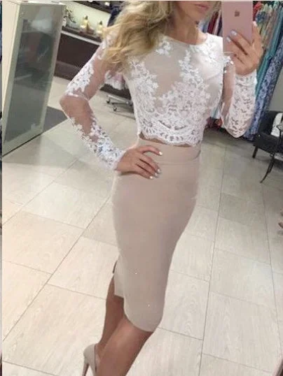 Long Sleeve Two Piece Homecoming Dresses Column Short Prom Dress Sexy Party Dress JK667 Tunics Corduroy durable Long Sleeve Two Piece Homecoming Dresses Column Short Prom Dress Sexy Party Dress JK667 Tunics Corduroy durable
