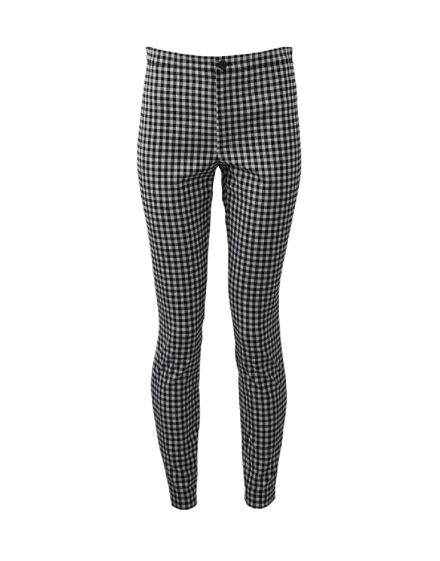 Skinny Gingham Pant Elegant Silk Pants