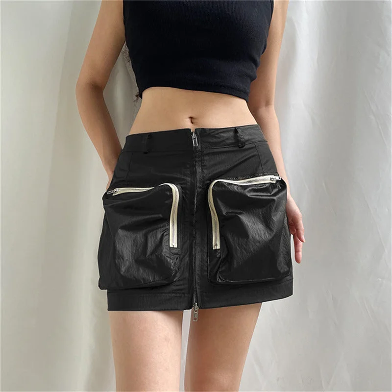 C0116 2023 Fashion Summer Cargo Pocket Design Women's mini skirt Wholesale leather skirt sleek C0116 2023 Fashion Summer Cargo Pocket Design Women's mini skirt Wholesale leather skirt sleek