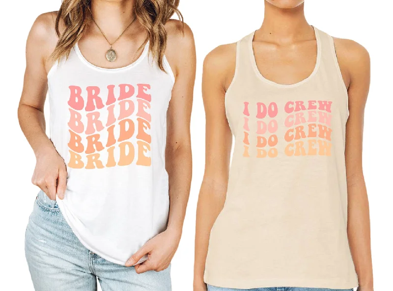 Wavy Bride And I Do Crew, Retro Batch Tank Top, Bachelorette Party Tanks, I Do Crew, Bachelorette fitted tank top