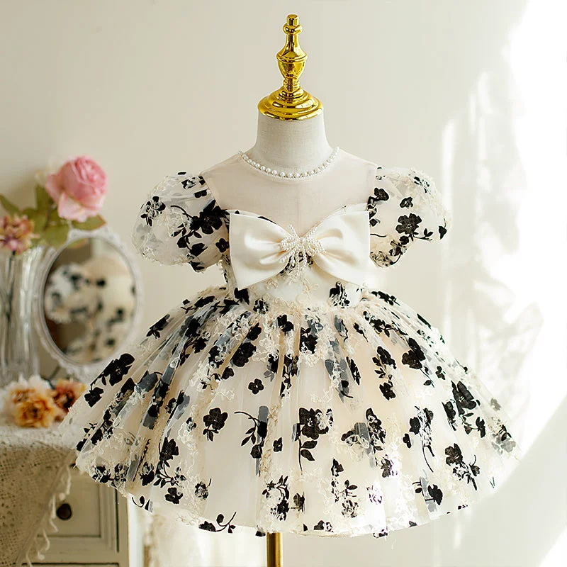 Toddler Prom Dress Little Girl Princess Bow Printed Fluffy Communion Party Dress Tunics Luxurious high-end Toddler Prom Dress Little Girl Princess Bow Printed Fluffy Communion Party Dress Tunics Luxurious high-end