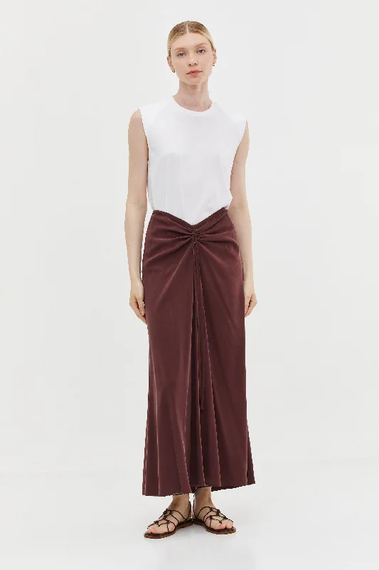 Nina Skirt Burgundy pleated skirt texture