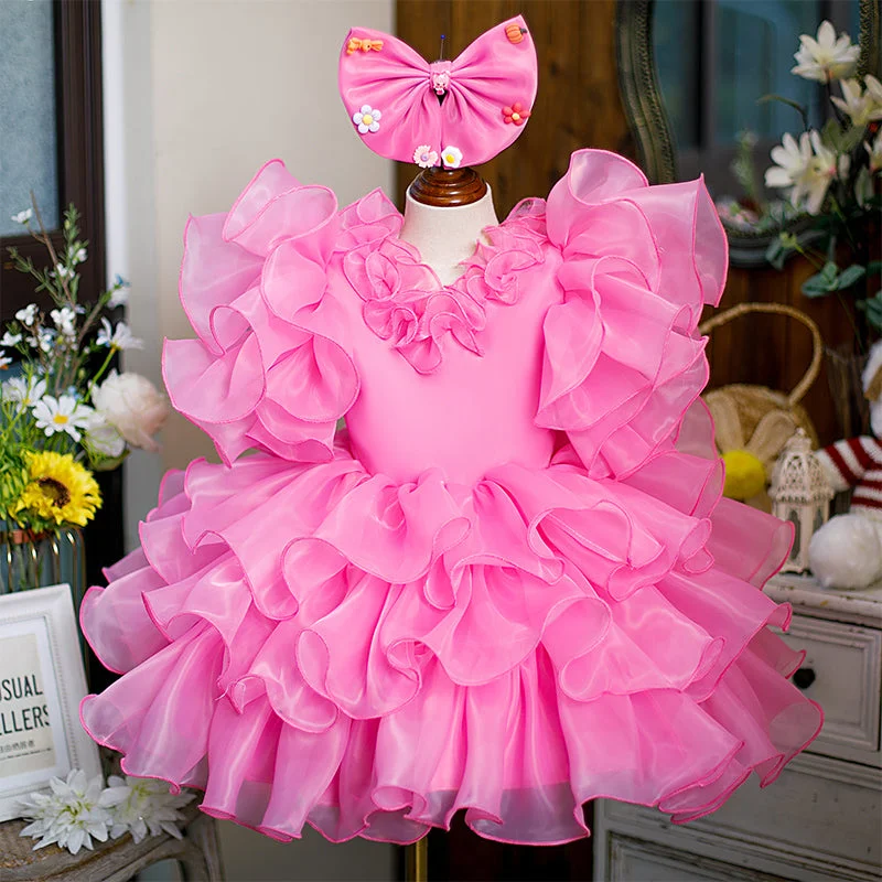 Girl Christmas Dress Toddler Ball Gowns Girl Pageant Summer Pink Bow Puff Princess Party Dress Boat Neckline Classic Girl Christmas Dress Toddler Ball Gowns Girl Pageant Summer Pink Bow Puff Princess Party Dress Boat Neckline Classic