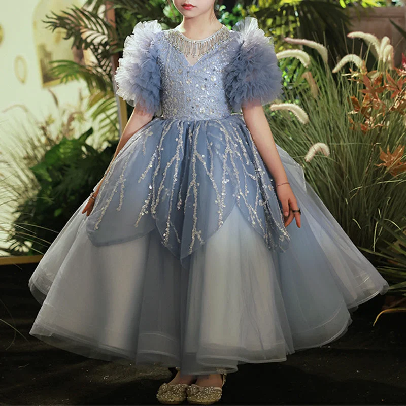 Flower Girl Dress Toddler Ball Gowns Summer Birthday Party Dress Gray Puffy Sequins Pageant Dress A-Line Day Work Flower Girl Dress Toddler Ball Gowns Summer Birthday Party Dress Gray Puffy Sequins Pageant Dress A-Line Day Work