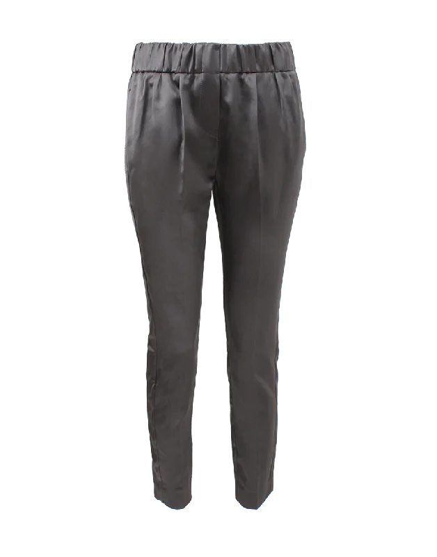 Satin Elastic Waist Pant Casual Track Pants