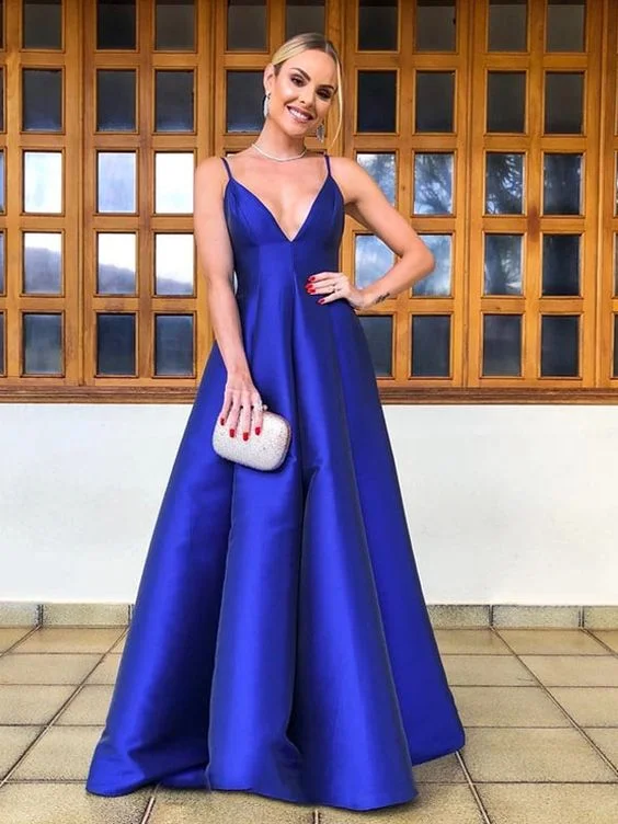 Royal Blue A-Line Satin Backless Strap Prom Dress Formal Evening Party Dress,DP422 Tunics Fashionable trendy Royal Blue A-Line Satin Backless Strap Prom Dress Formal Evening Party Dress,DP422 Tunics Fashionable trendy
