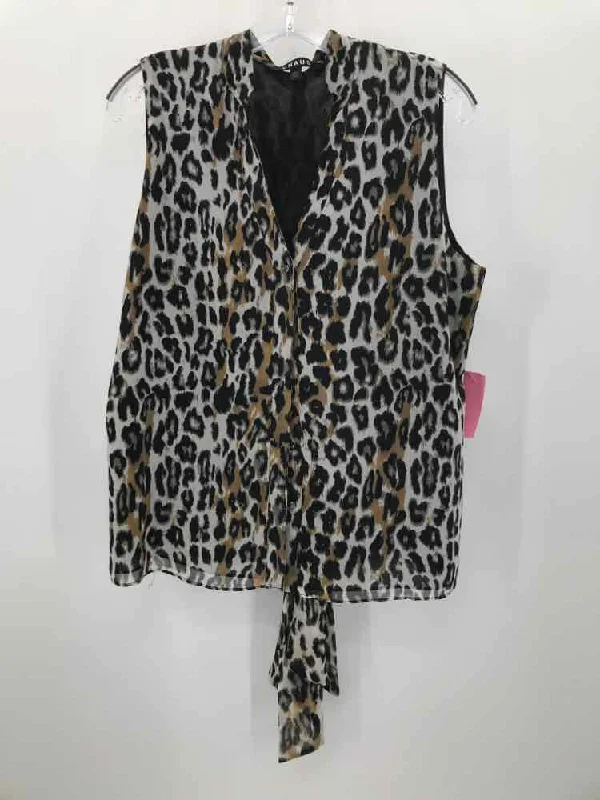 Pre-Owned Chaus Black Size 12 Printed Tank Top v-neck tank top