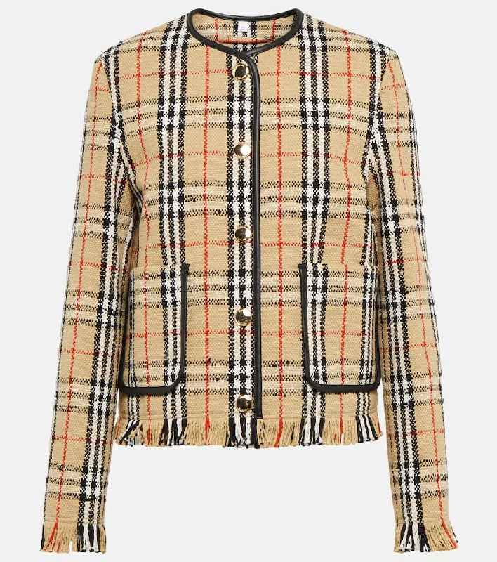 Burberry Cotton and wool-blend jacket Herringbone Jacket Checkered Jacket Solid Jacket Burberry Cotton and wool-blend jacket Herringbone Jacket Checkered Jacket Solid Jacket