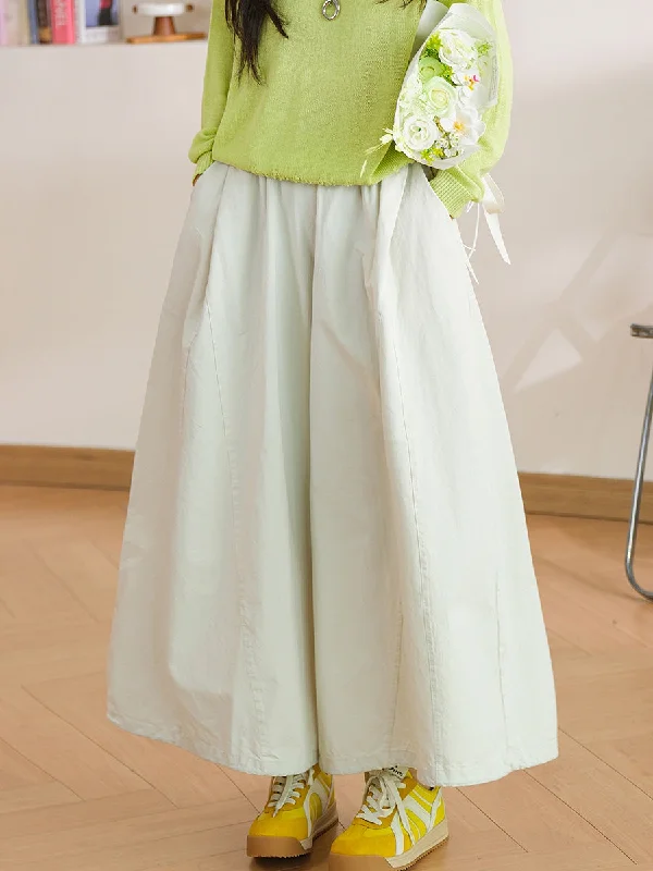 Women Spring Casual Pure Color 100%Cotton Wide-leg Pants Trendy Tapered Pants