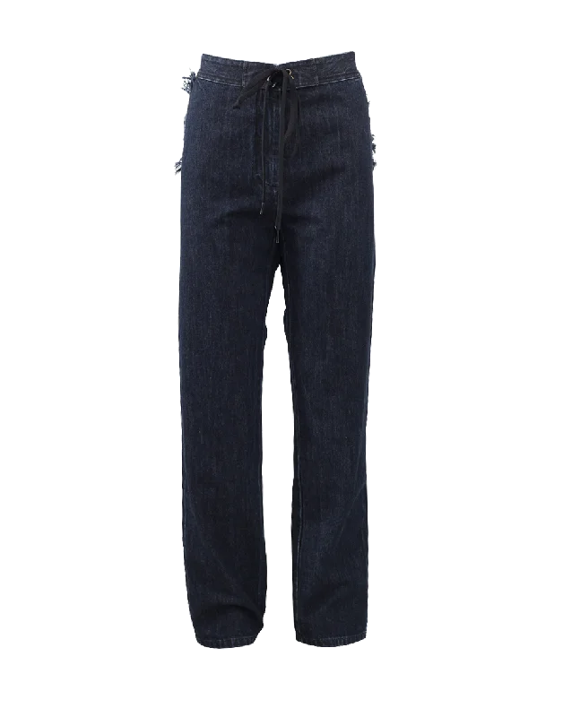 Draw-String Loose Denim Pant Modern Bootcut Pants