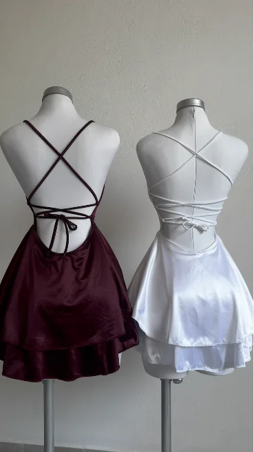 Wine Red A-Line Satin Short Party Dress Homecoming Dress, DP3273 empire Waist empire Wine Red A-Line Satin Short Party Dress Homecoming Dress, DP3273 empire Waist empire