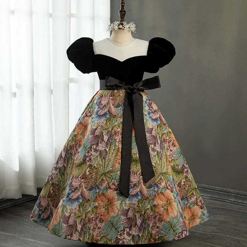 Baby Girl Dress Flower Girl Princess Communion Vintage Print Puff Sleeve Birthday Party Dress Tunics Luxurious premium Baby Girl Dress Flower Girl Princess Communion Vintage Print Puff Sleeve Birthday Party Dress Tunics Luxurious premium
