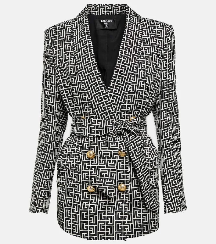Balmain Double-breasted monogram jacket Nylon Jacket Polyester Jacket Spandex Jacket Balmain Double-breasted monogram jacket Nylon Jacket Polyester Jacket Spandex Jacket