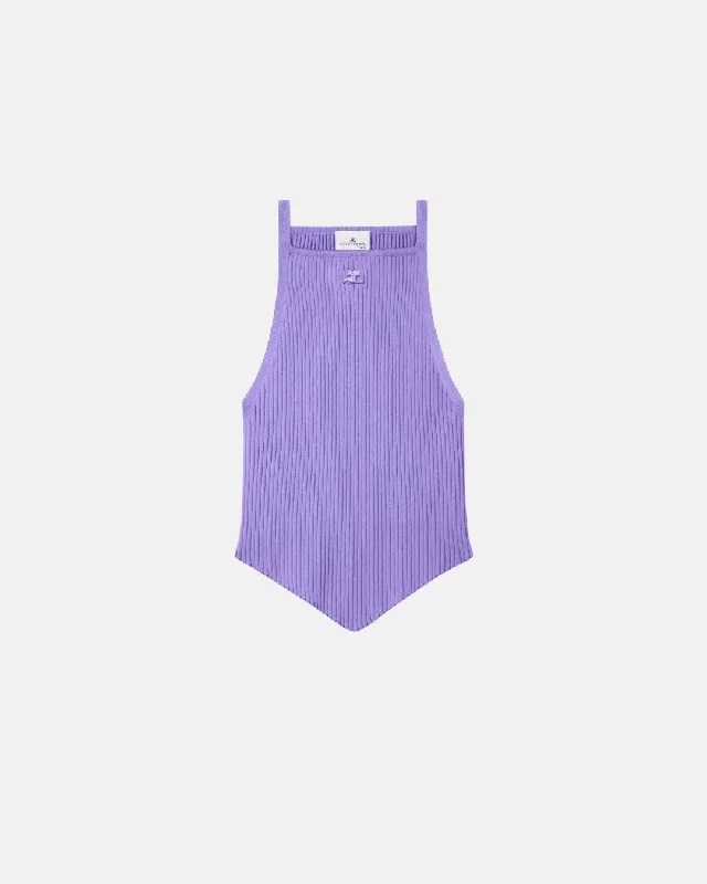Tank Top Rib Knit Pointy Pure Purple tie dye tank