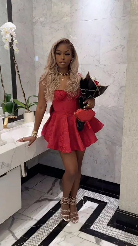 Charming Red Strapless A-Line Short Party Dress Birthday Outfits, DP3373 Tunics Top rated Charming Red Strapless A-Line Short Party Dress Birthday Outfits, DP3373 Tunics Top rated