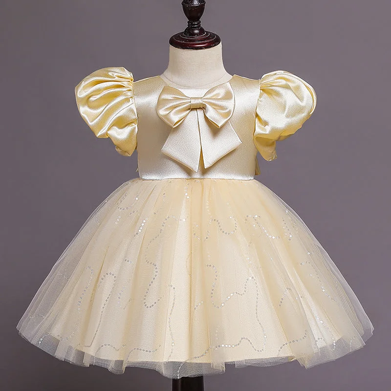 Baby Girl Dress Toddler Bow Sequin Puff Sleeve Fluffy Dark Print Fluffy Mesh Princess Party Dress Glittery Long Formal Baby Girl Dress Toddler Bow Sequin Puff Sleeve Fluffy Dark Print Fluffy Mesh Princess Party Dress Glittery Long Formal