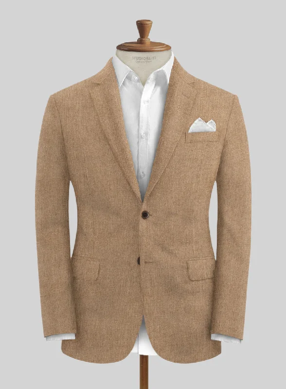 Solbiati Pericle Camel Brown Linen Jacket Snapped Jacket Toggled Jacket Drawstring Jacket