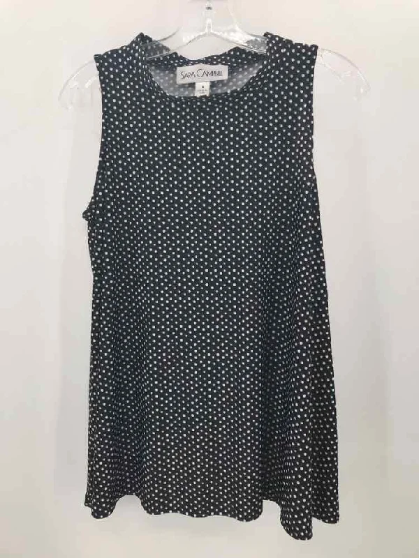Pre-Owned Sara Campbell Black Size Medium Printed Tank Top soft pink tank