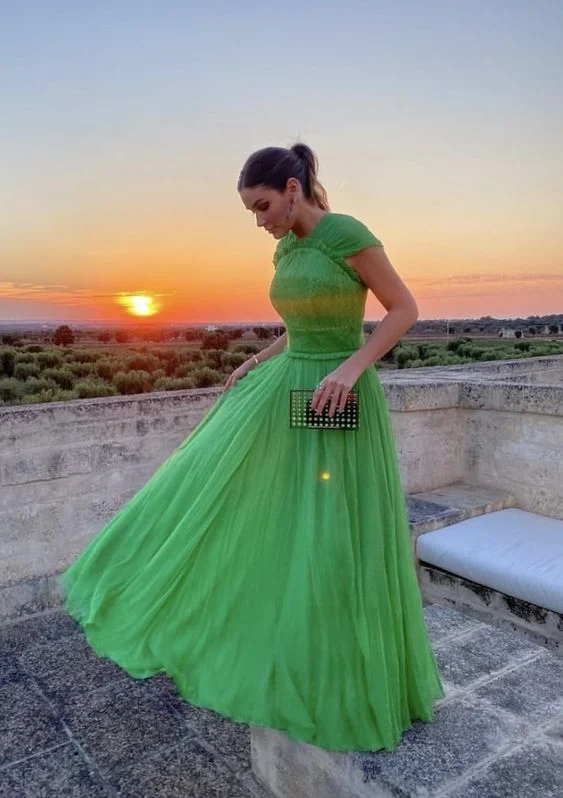 Green A-Line Tulle Sleeveless Long Prom Dress Party Dress,DP515 Tunics Ceremony elegant Green A-Line Tulle Sleeveless Long Prom Dress Party Dress,DP515 Tunics Ceremony elegant