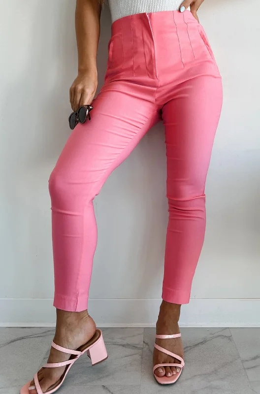 Read The Fine Print High Waist Skinny Pants (Pink) Lightweight Jogger Pants