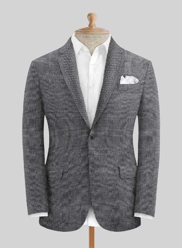 Solbiati Blue Gray Check Linen Jacket Hooded Jacket Caped Jacket Shawl Collar Jacket Solbiati Blue Gray Check Linen Jacket Hooded Jacket Caped Jacket Shawl Collar Jacket