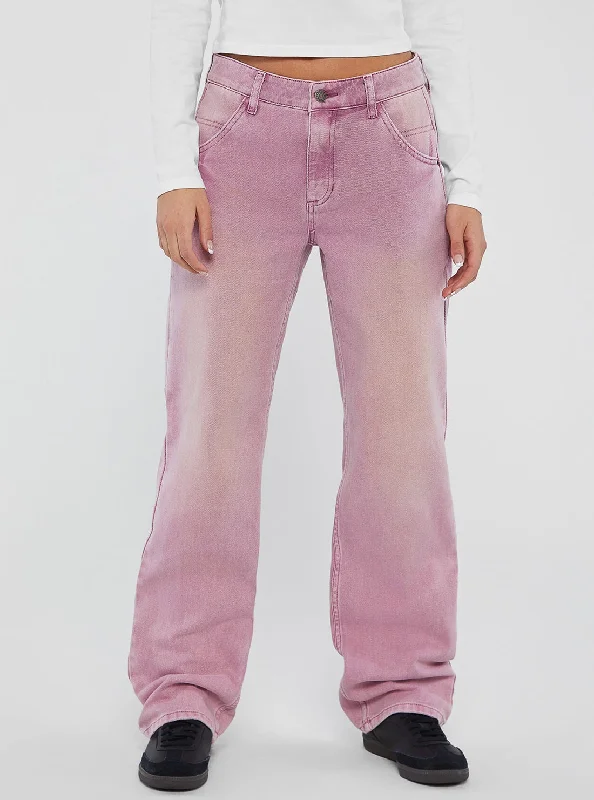 Guess Originals Pink Overdye Carpenter Pant Stylish Paperbag Waist Pants