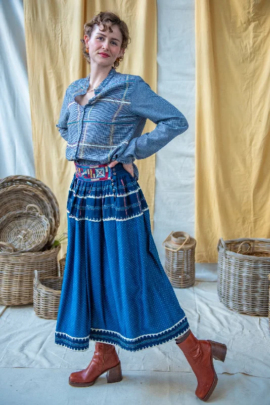 Indigo Dyed Cotton and Silk Mashru Lambadi Skirt leather skirt refined
